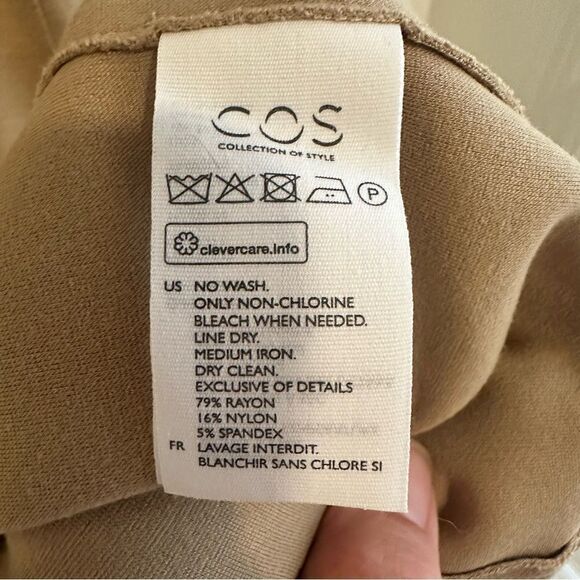 COS Tan Midi Sheath Short Puff Sleeve Dress - Picture 8 of 8